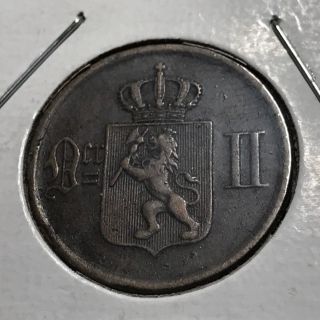 1877 Norway 2 Ore Bronze Coin