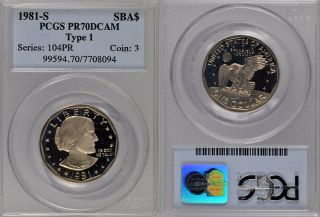 1981 - S Pcgs Pr70dcam Type 1 Susan B.  Anthony $1 Coin Highest/flawless Grade