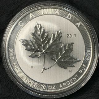 2017 Canada Maple Leaf 10 Oz Fine Silver Coin.  9999 Royal Canadian $50