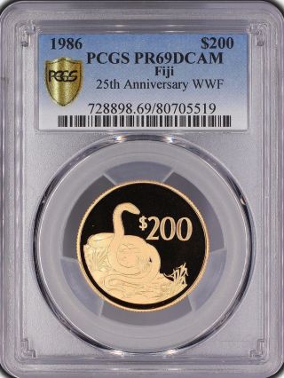 Fiji 1986 World Wildlife Fund Wwf 200 Dollars Gold Coin Pcgs 69