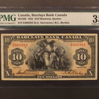 Canada - Barclays Bank 10 Dollars 1935 CH 30 - 12 - 06 - P S948c Banknote PMG 35 3