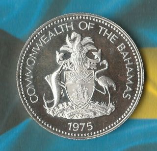1975 Bahamas 50 Cent Proof - 80 Silver - Only 29000 Minted Silver Beauty