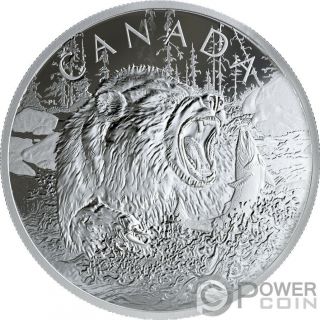 Grizzly Bear Primal Predators 16 Oz Silver Coin 125$ Canada 2019