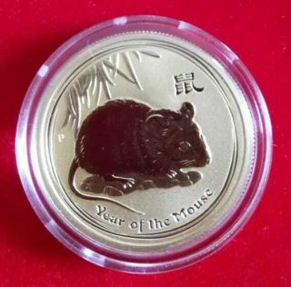 Year Of The Rat - Mouse Coin Lunar 50$ 1/2oz 9999 Gold Australia 2008