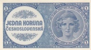 Unc 1946 Czechoslovakia 1 Koruna Note,  Pick 58a