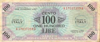Italy 100 Lire Series Of 1943 A Block A - B Wwii Circulated Banknote Meit
