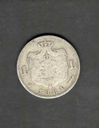 Romania 1884 1 Leu Carol I Silver