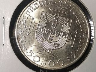 1969 Portugal 50 Escudos Km 598 Uncirculated Silver Coin