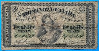 1870 25c Dominion Of Canada Twenty Five Cents Note Dickinson | Harington