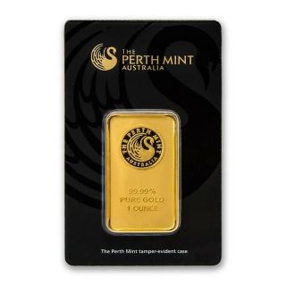 1 Oz.  Gold Bar - Perth - 99.  99 Fine In Assay