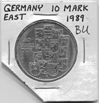 Gdr - Historical 40th Anniversary East Germany Gvmnt.  10 Mark,  1989 A,  Km 132