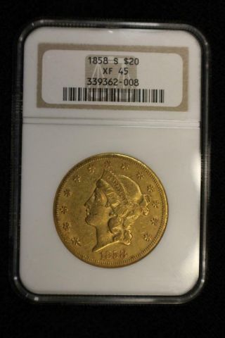 1858 S Double Eagle Type 1 $20 Gold Liberty Ngc Xf 45