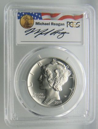 2018 - W Pcgs Pr70dcam $25 1 Oz Palladium Eagle Proof Coin Signed Michael Reagan
