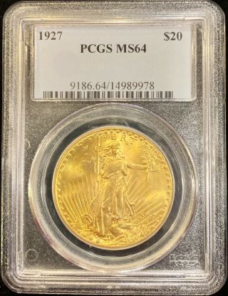 1927 $20 American Gold Eagle Saint Gaudens Ms64 Pcgs Lustrous Coin