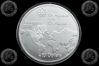 Canada 10 Dollars 1974 (montreal World Map) Silver Commem.  Coin Error / Mule