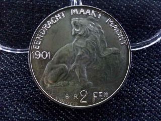 Belgium 2 Franc Silver (. 925) Coin 1901 Bu