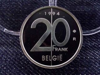 Belgium 20 Franc.  925 Silver Coin Restrike 1994 Pp