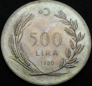 TURKEY 500 Lira 1980 - Silver - FAO - aUNC - 3300 ¤ 2