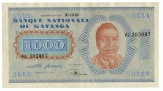 Katanga,  1000 Francs 1960,  Pick 10a