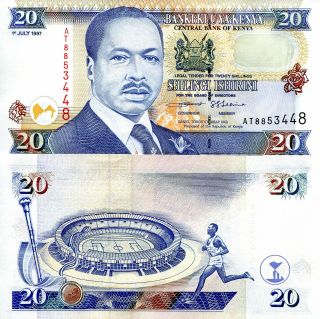 Kenya 20 Shillings Banknote World Paper Money Unc Currency Pick P35b 1997 Bill