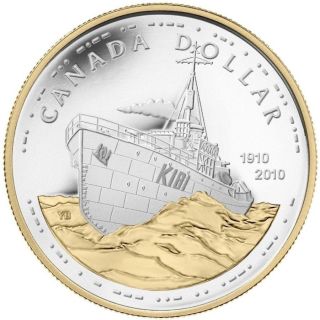 2010 Canada Gold Plated Proof Silver Dollar From Royal Canadian Gold Navy