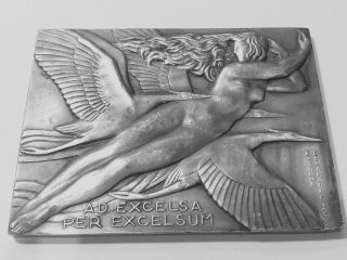 France Art Deco Aviation Nude Plaque Medal Le Ministère De L 