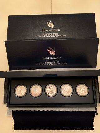 2011 American Silver Eagle 25th Anniversary 5 Coin Set Us