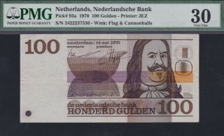 Netherlands 100 Gulden 1970 Printing Error,  Pmg30,  Pick 93a
