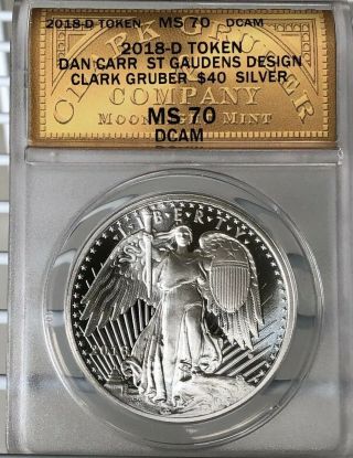 Gorgeous 2018 Dan Car/clark Gruber Silver $40 St.  Gaudens Design Token/medal