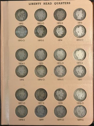 Near Complete 72 Coin Barber Quarter Set 1892 - 1916 Includes 1896 - S 1914 - S Dansco