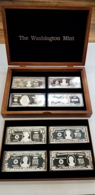 1997 Washington 8 Us Currency Notes 4 Ozt Each.  999 Silver 32 Ozt Troy