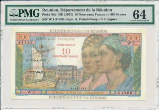 Départment De La Réunion Reunion 10 Nouveaux Francs Nd (1971) Crispy Pmg 64