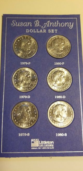 Susan B.  Anthony Complete 2 - Year Uncirculated U.  S.  Dollar Set,  1979 - 80 P,  D,  S