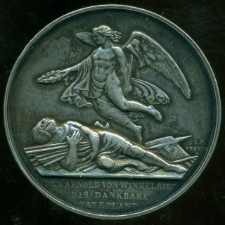 Switzerland Silver Medal Luzern Canton 1853 Shooting Shot Medal 33.  42 Grams Rare