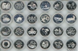 1999 & 2000 Canada Proof Sterling Silver Millennium Set With 24 Coins In Total