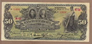 Mexico: 50 Pesos Banknote,  (au),  P - S198b,  05.  05.  1912,