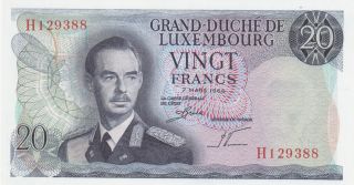 20 Francs Unc Banknote From Luxembourg 1966 Pick - 54