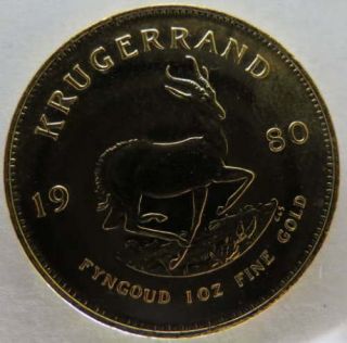 1980 South African Krugerrand 1 Ounce Gold Bullion Coin Fine Uncirulated Gold