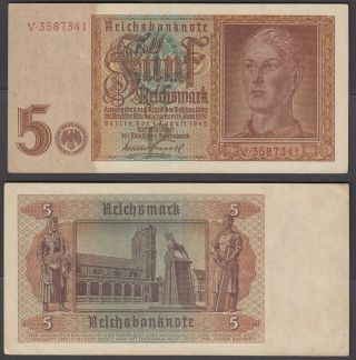 Germany 5 Reichsmark 1942 (vf, ) Banknote Wwii P - 186