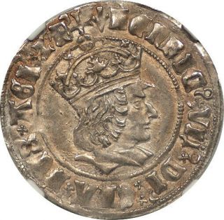Great Britain Henry Vii Profile Issue Silver Groat Ngc Ms - 62 Highest Graded