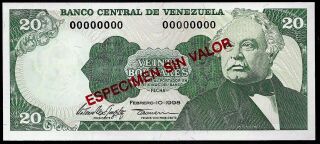 Venezuela - 20 Bolivares - 1998 - Specimen In Red - Muestra - Gem Unc - Paez