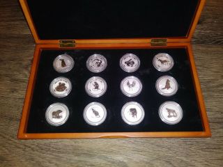 Perth 1oz Silver Australian Lunar Set Series 1 1999 - 2010 With Wooden Display Box