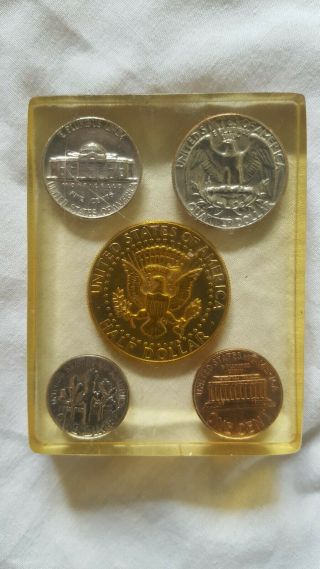Uncirculated 1966 Coin Set John F.  Kennedy Gold Plated Half Dollar 1966 Keepsake 2