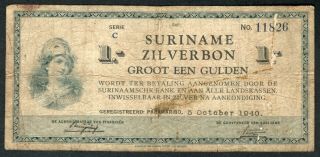 1940 Suriname 1 Gulden Note.