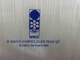 1972 XI WINTER OLYMPICS SILVER PROOF SET FRANKLIN.  999 FINE SILVER 6.  60 ozt 7