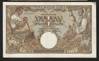 1000 Dinara From Serbia 1942