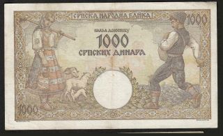 1000 Dinara From Serbia 1942 2