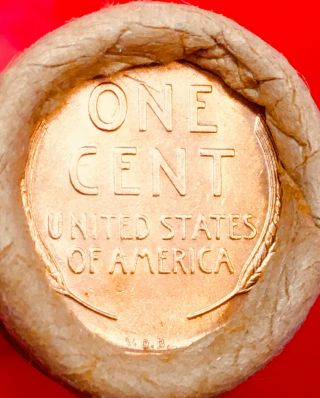 1863 INDIAN HEAD / 1909 VDB BANK OF SAN FRANCISCO OBW LINCOLN WHEAT PENNY ROLL 7