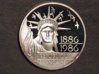 France 1986 100 Francs Statue Of Liberty Silver Choice Proof - Regular Thickness