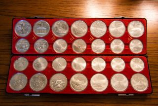 1976 Canada Xxi Olympic 28 Sterling Silver Coin Set W/ Safe Deposit Box Case